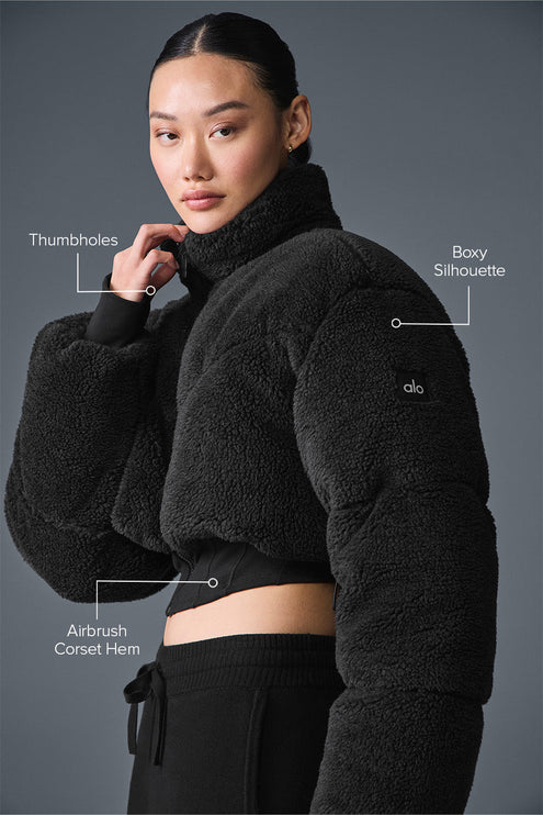 alo Women's Sherpa Main Act Corset Puffer - Black