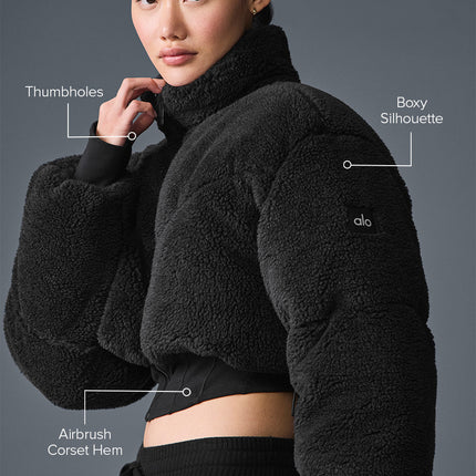 alo Women's Sherpa Main Act Corset Puffer - Black