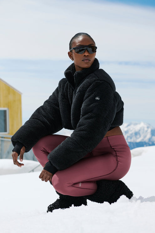 alo Women's Sherpa Main Act Corset Puffer - Black