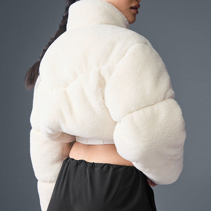 alo Women's Sherpa Main Act Corset Puffer - Ivory