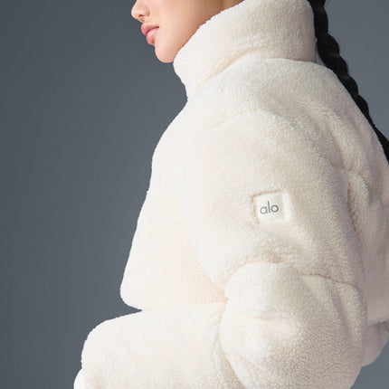 alo Women's Sherpa Main Act Corset Puffer - Ivory