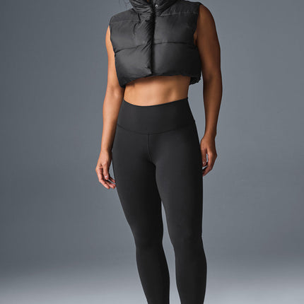 alo Women's Cropped Gold Rush Puffer Vest - Black
