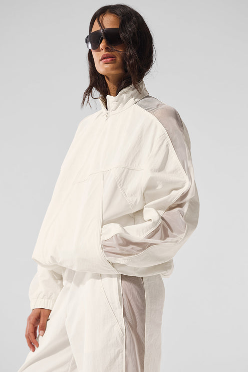 alo Women's Origin Full-Zip Track Jacket - Ivory