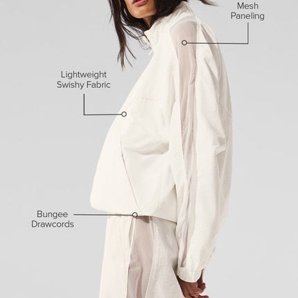 alo Women's Origin Full-Zip Track Jacket - Ivory