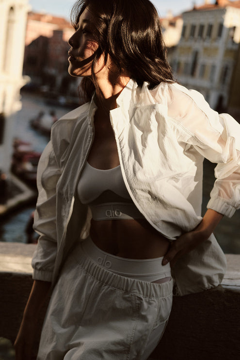 alo Women's Origin Full-Zip Track Jacket - Ivory