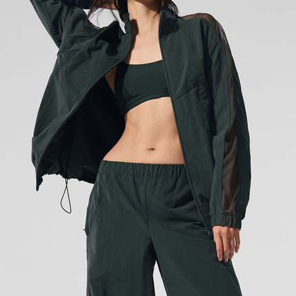 alo Women's Origin Full-Zip Track Jacket - Charcoal Green