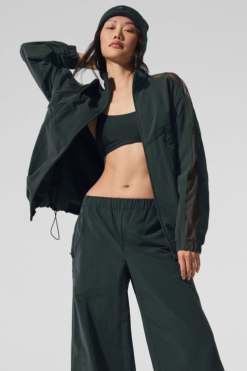 alo Women's Origin Full-Zip Track Jacket - Charcoal Green