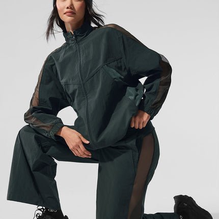 alo Women's Origin Full-Zip Track Jacket - Charcoal Green
