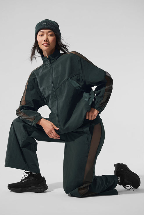 alo Women's Origin Full-Zip Track Jacket - Charcoal Green