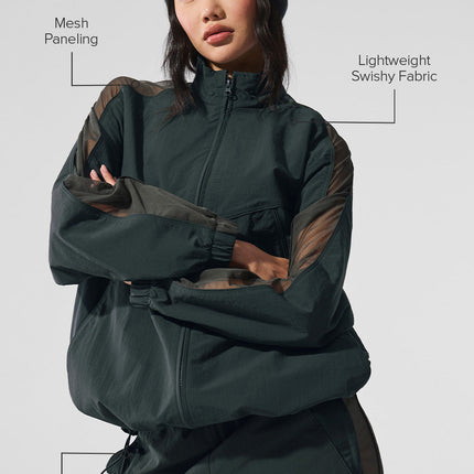 alo Women's Origin Full-Zip Track Jacket - Charcoal Green