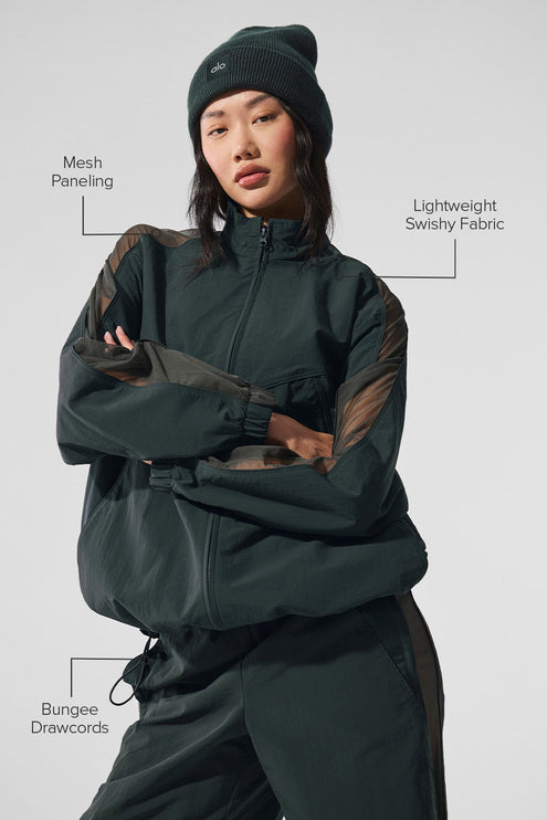 alo Women's Origin Full-Zip Track Jacket - Charcoal Green