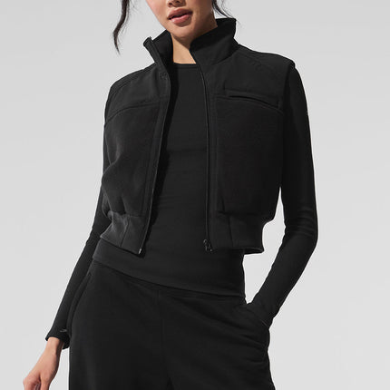 alo Women's Polar Fleece Wintry Mix Vest - Black