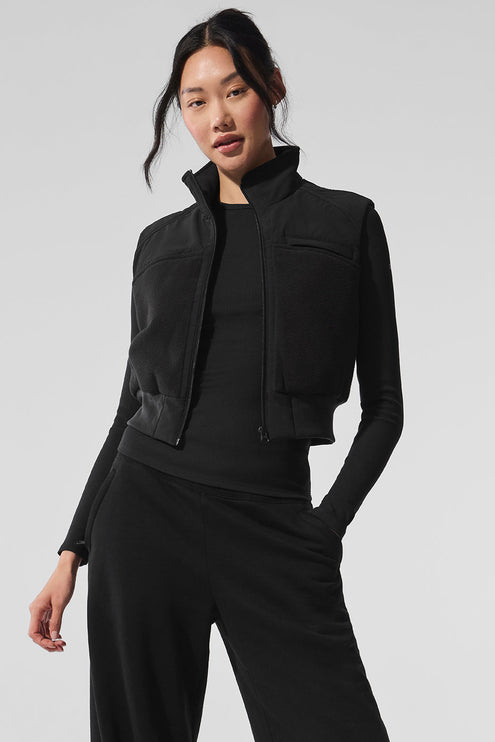 alo Women's Polar Fleece Wintry Mix Vest - Black