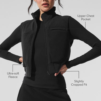 alo Women's Polar Fleece Wintry Mix Vest - Black