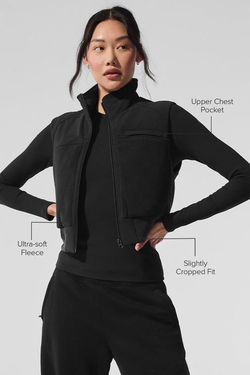 alo Women's Polar Fleece Wintry Mix Vest - Black