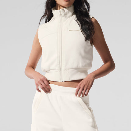 alo Women's Polar Fleece Wintry Mix Vest - Ivory