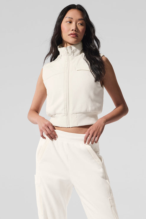 alo Women's Polar Fleece Wintry Mix Vest - Ivory