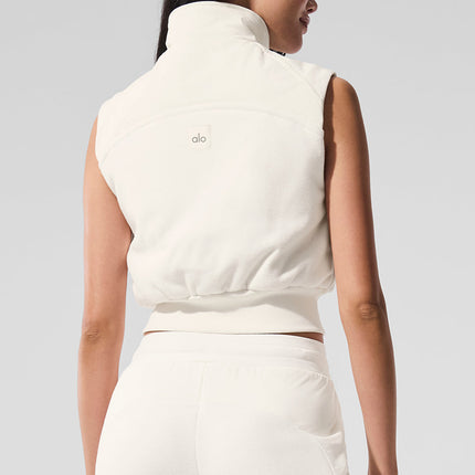alo Women's Polar Fleece Wintry Mix Vest - Ivory