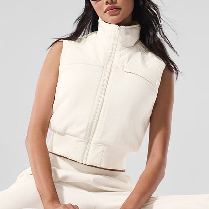 alo Women's Polar Fleece Wintry Mix Vest - Ivory