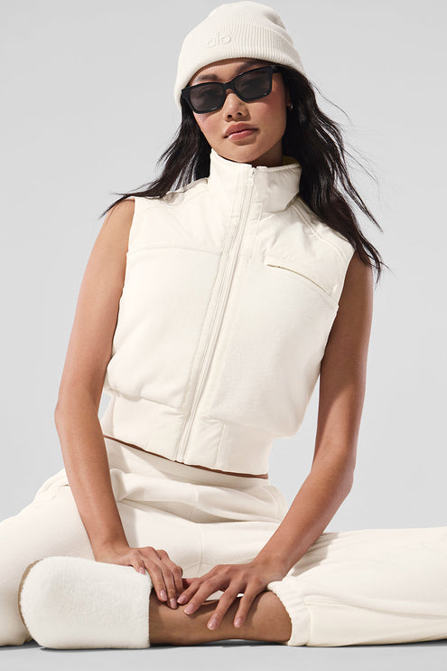 alo Women's Polar Fleece Wintry Mix Vest - Ivory