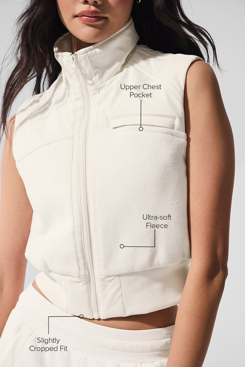 alo Women's Polar Fleece Wintry Mix Vest - Ivory