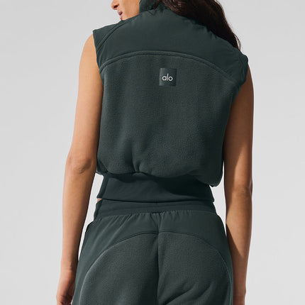 alo Women's Polar Fleece Wintry Mix Vest - Charcoal Green