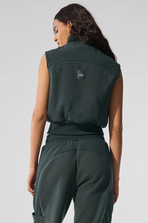 alo Women's Polar Fleece Wintry Mix Vest - Charcoal Green