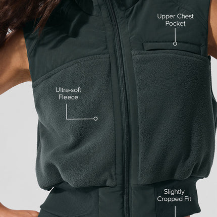 alo Women's Polar Fleece Wintry Mix Vest - Charcoal Green