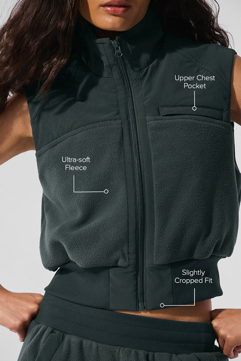 alo Women's Polar Fleece Wintry Mix Vest - Charcoal Green