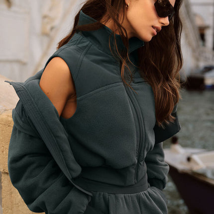 alo Women's Polar Fleece Wintry Mix Vest - Charcoal Green