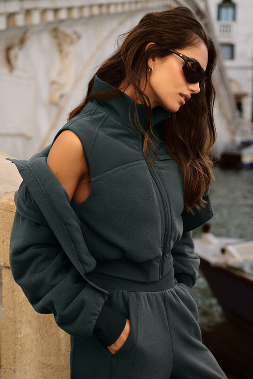 alo Women's Polar Fleece Wintry Mix Vest - Charcoal Green