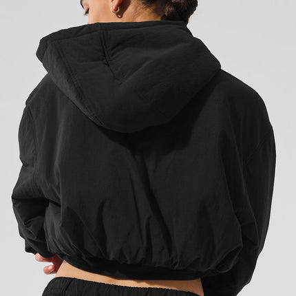 alo Women's Cropped Mountain Peak Full-Zip Hoodie - Black