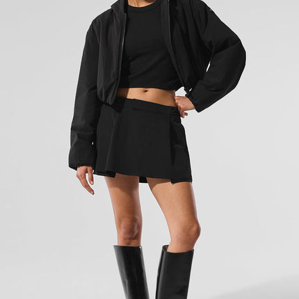 alo Women's Cropped Mountain Peak Full-Zip Hoodie - Black