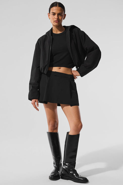 alo Women's Cropped Mountain Peak Full-Zip Hoodie - Black