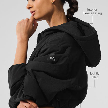 alo Women's Cropped Mountain Peak Full-Zip Hoodie - Black