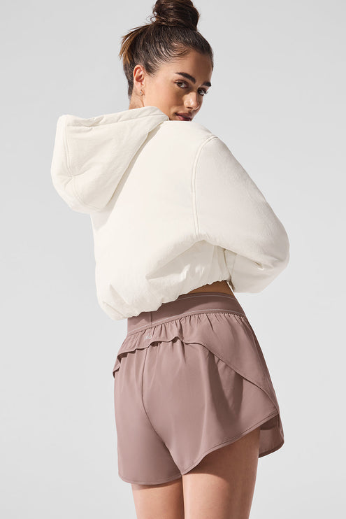 alo Women's Cropped Mountain Peak Full-Zip Hoodie - Ivory