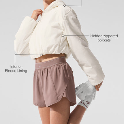 alo Women's Cropped Mountain Peak Full-Zip Hoodie - Ivory