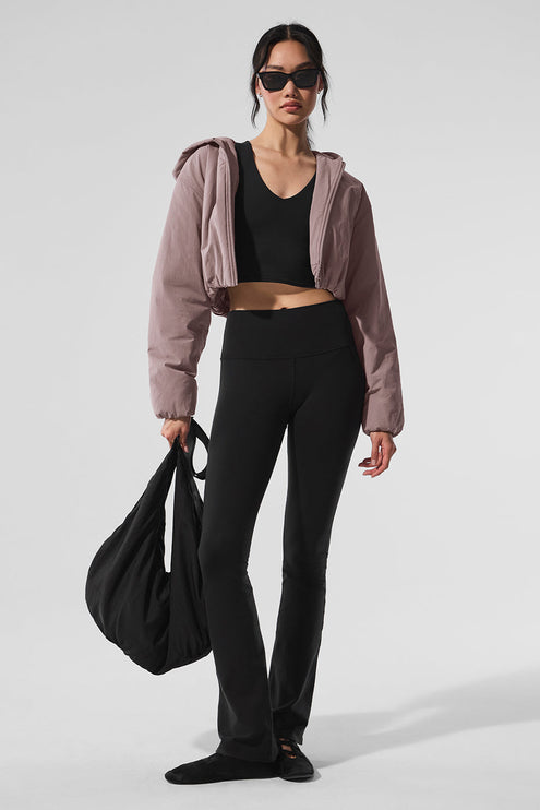 alo Women's Cropped Mountain Peak Full-Zip Hoodie - Mushroom