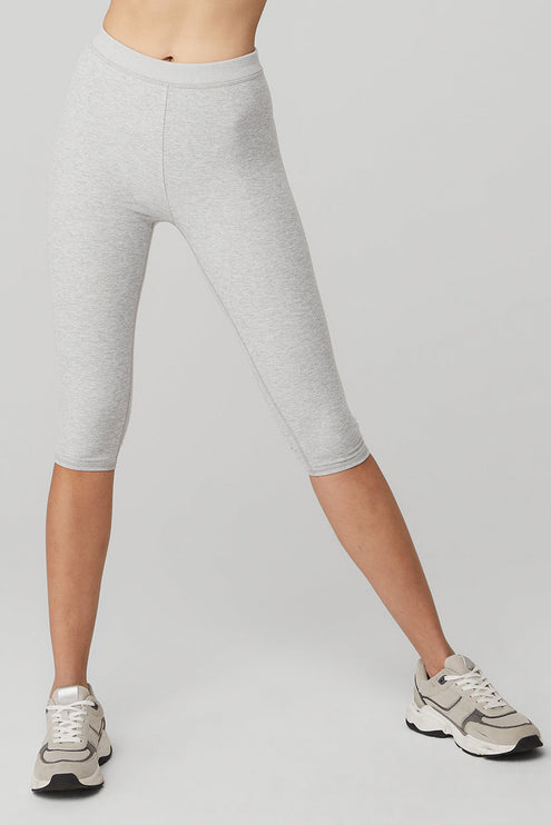 alo Women's Alosoft High-Waist Iconic 90's Capri - Athletic Heather Grey