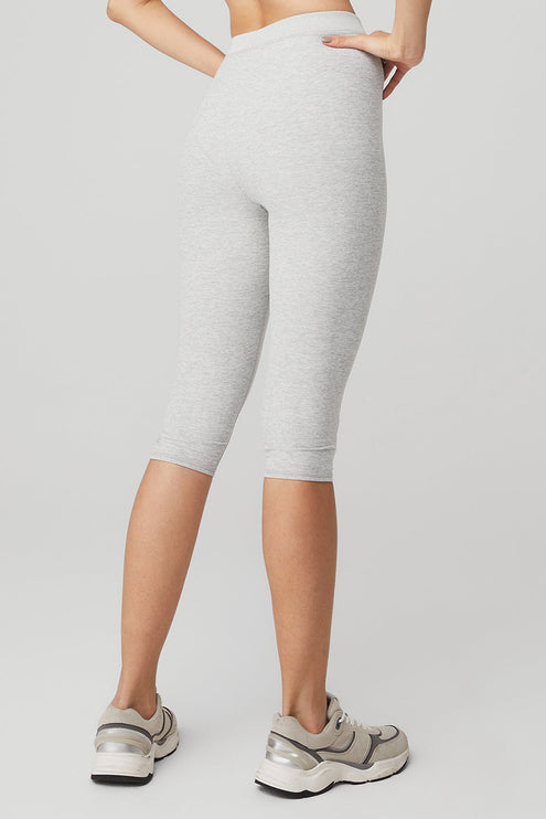 alo Women's Alosoft High-Waist Iconic 90's Capri - Athletic Heather Grey