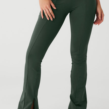 alo Women's High-Waist Zip It Flare Legging - Dark Cactus