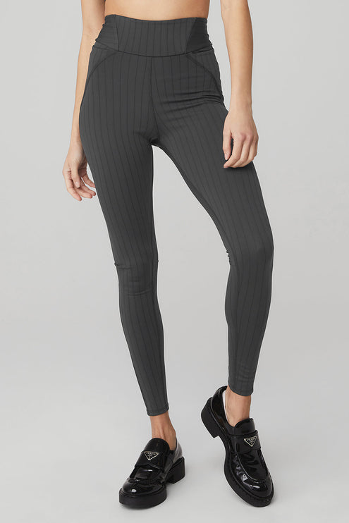 alo Women's Pinstripe Jacquard Extreme High-Waist Legging - Anthracite/Black