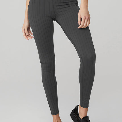 alo Women's Pinstripe Jacquard Extreme High-Waist Legging - Anthracite/Black
