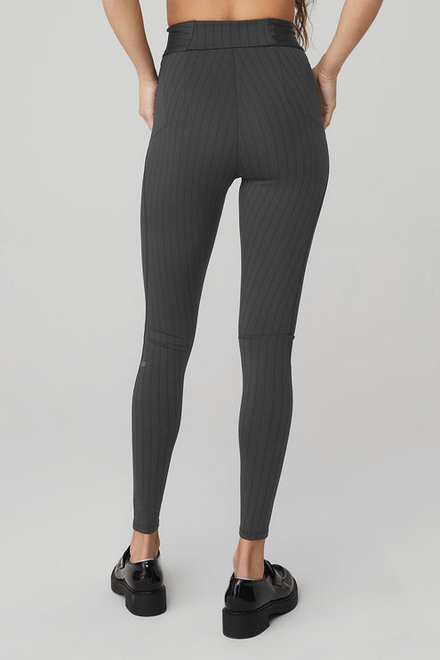 alo Women's Pinstripe Jacquard Extreme High-Waist Legging - Anthracite/Black