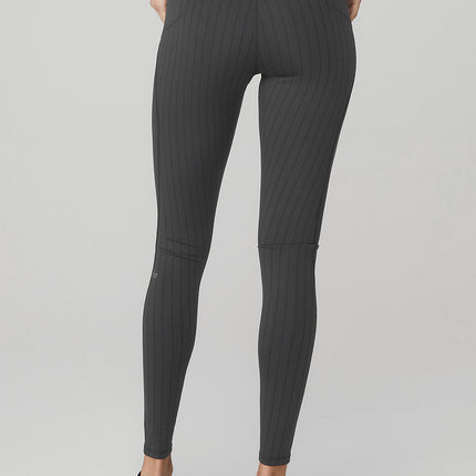 alo Women's Pinstripe Jacquard Extreme High-Waist Legging - Anthracite/Black