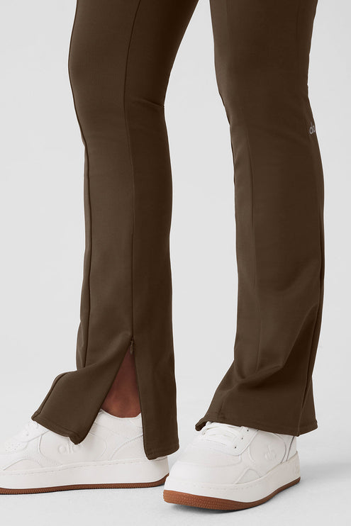 alo Women's High-Waist 7/8 Zip It Flare Legging - Espresso