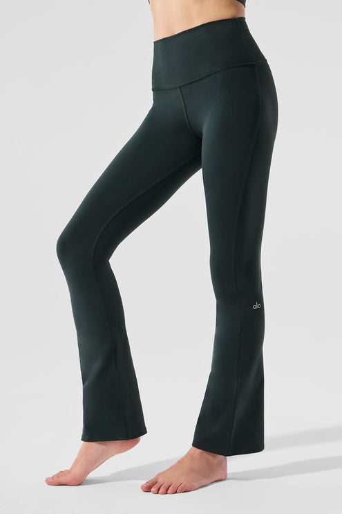 alo Women's Airbrush High-Waist 7/8 Bootcut Legging - Charcoal Green