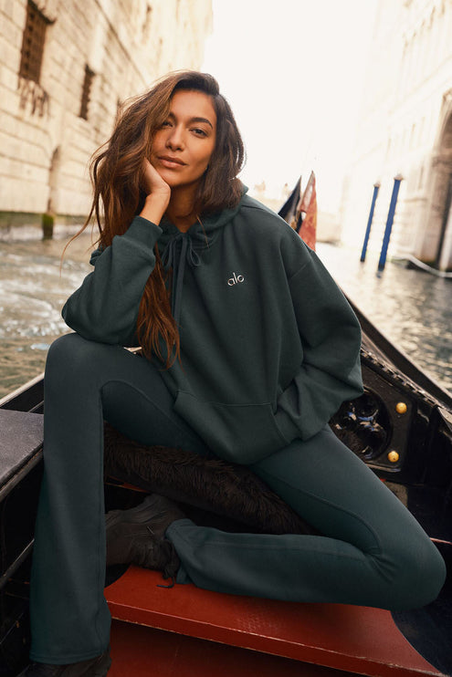 alo Women's Airbrush High-Waist 7/8 Bootcut Legging - Charcoal Green