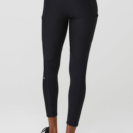 alo Women's Ribbed Airlift High-Waist 7/8 Enchanted Legging - Black