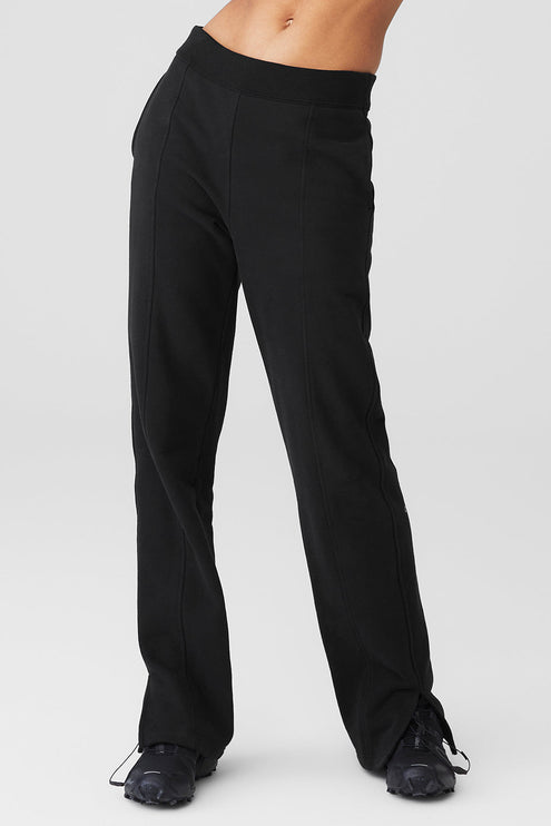 alo Women's High-Waist Free Time Straight Leg Sweatpant - Black